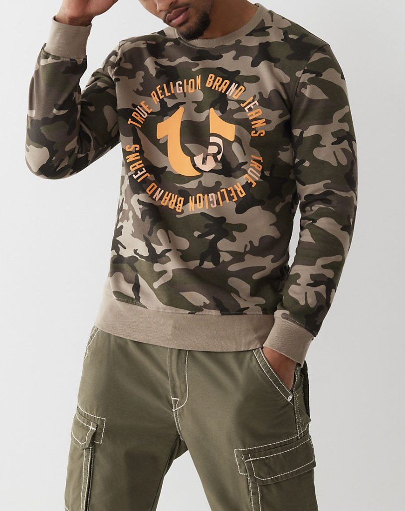 TRUE RELIGION CAMO CREWNECK SWEATSHIRT