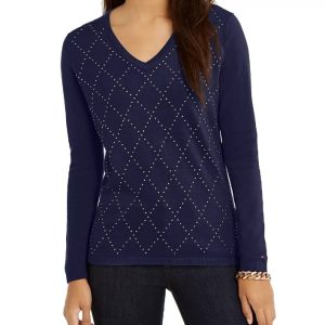 Tommy Hilfiger Women's Classic Fit Lightweight V-Neck Sweater