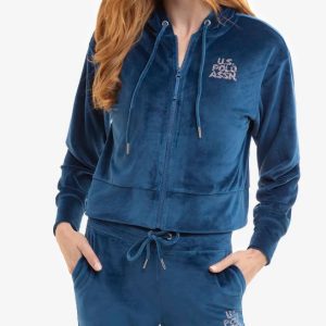 US POLO Assn VELOUR FULL ZIP EMBELLISHED HOODIE