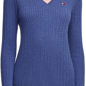 Tommy Hilfiger Womens Cable V-Neck Sweater