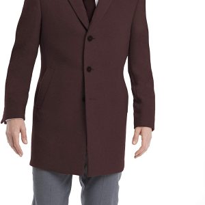 Calvin Klein Men's Slim Fit Wool Blend Overcoat Jacket