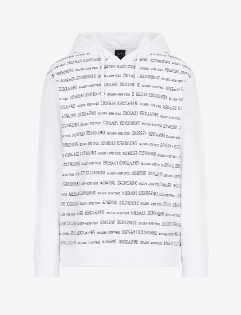 Armani Exchange all over logo print hoodie