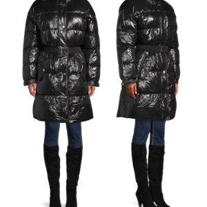 MICHAEL KORS Women's Shiny Puffer Jacket With Fur