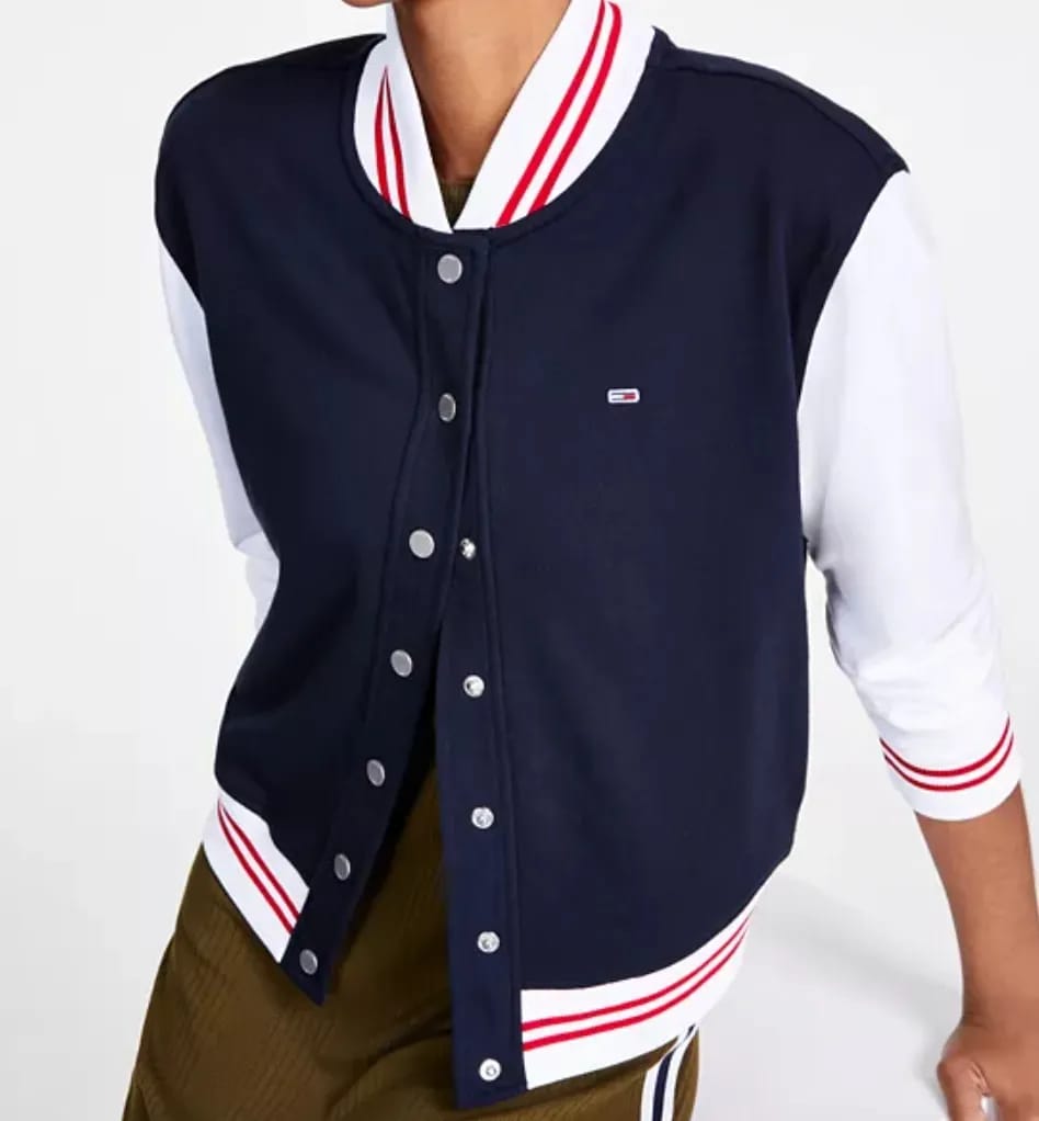 Tommy Jeans Women's French Terry Long-Sleeve Varsity Jacket - Image 2