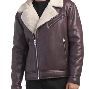 GUESS Asymmetrical Faux Shearling Jacket