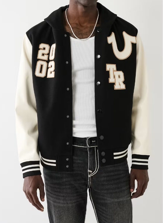 True Religion Hooded Varsity Jacket