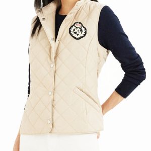 Polo Ralph Crest-Patch Quilted Mockneck Vest