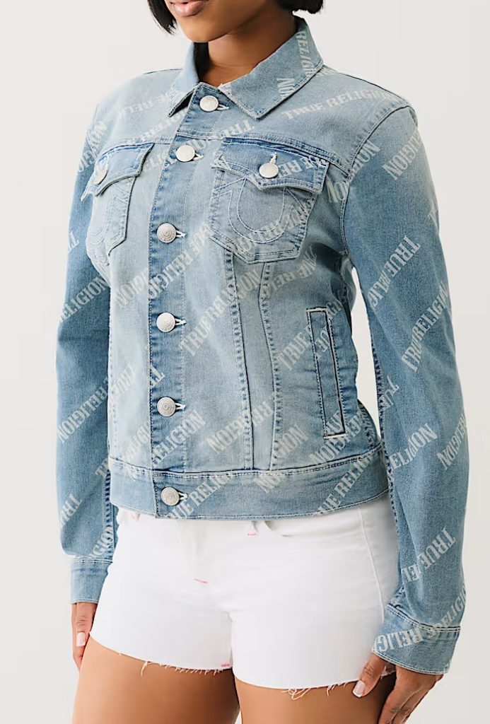 True Religion ALLOVER LOGO TRUCKER JACKET
