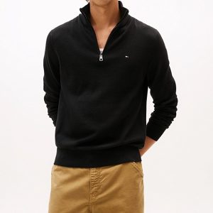 Tommy Hilfiger Men Half-Zip Mock Jumper with Cashmere