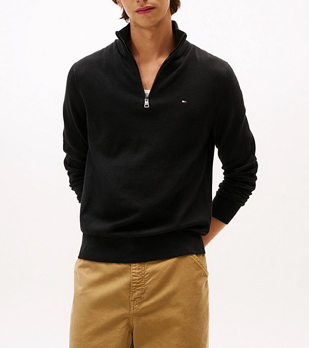 Tommy Hilfiger Men Half-Zip Mock Jumper with Cashmere