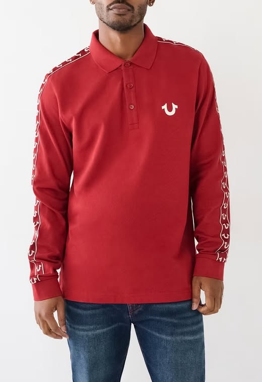 True Religion LONG SLEEVE LOGO POLO SHIRT